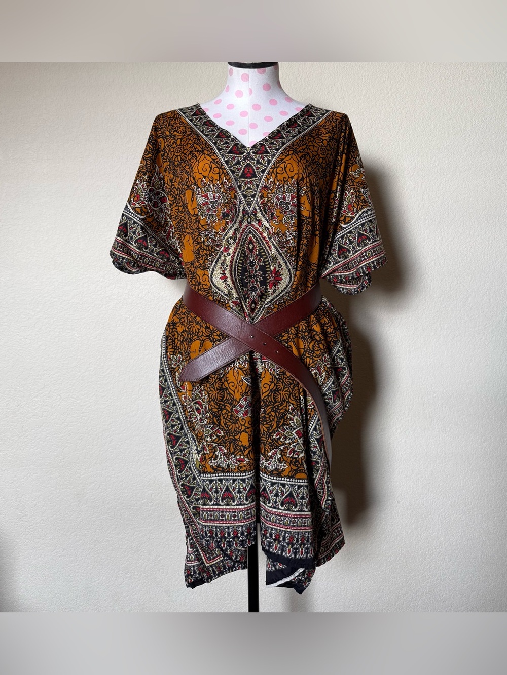 Boho Patterned Kaftan Tunic Blouse